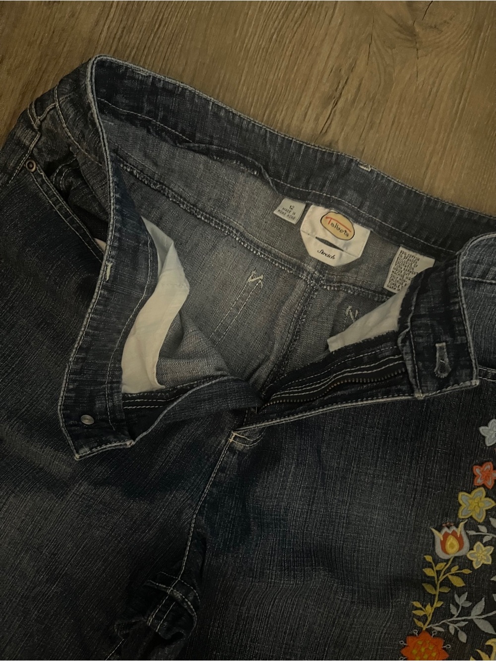 Talbots Dark Blue Straight Jeans with Floral Embroidery - Picture 5 of 6